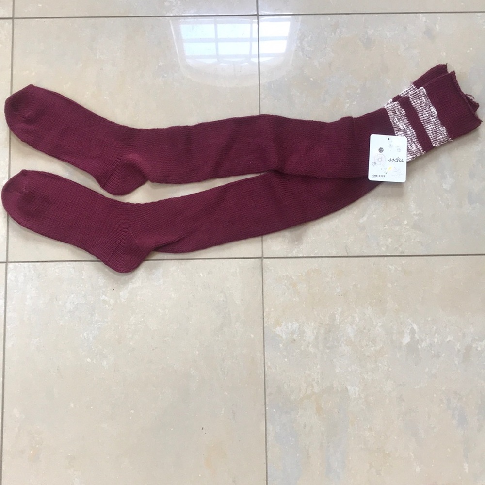 Burgundy Knee Socks